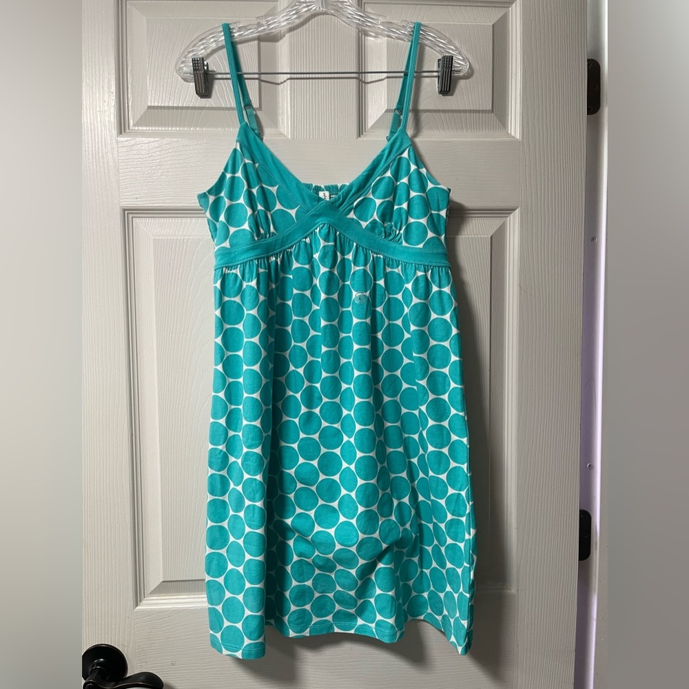 NWT: AEROPOSTALE Teal & White Polka Dot VNeck Adjustable Straps Size Large - Picture 2 of 8